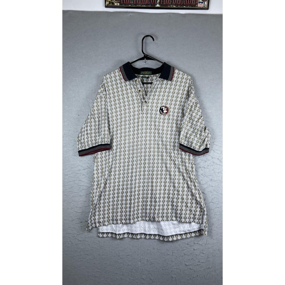 Florida State Seminoles Shirt Mens Large Beige NCAA Football AM Player Polo